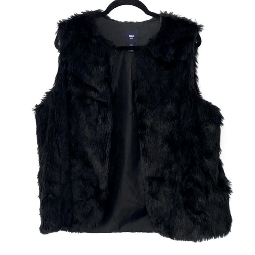 Gap Faux Fur Black Mob Wife Vest size xl